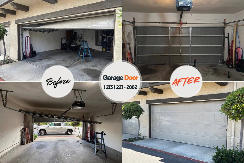 Before and after: garage door repair Rincon, GA